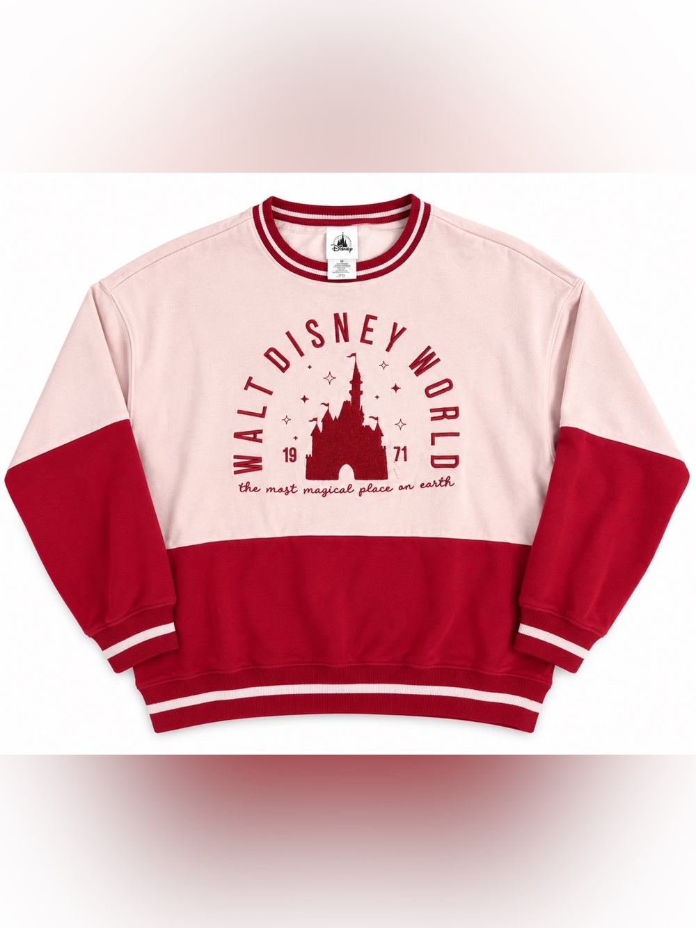 Disney Walt Disney World 1971 Castle Sweatshirt Women’s M Pink Red Crewneck
